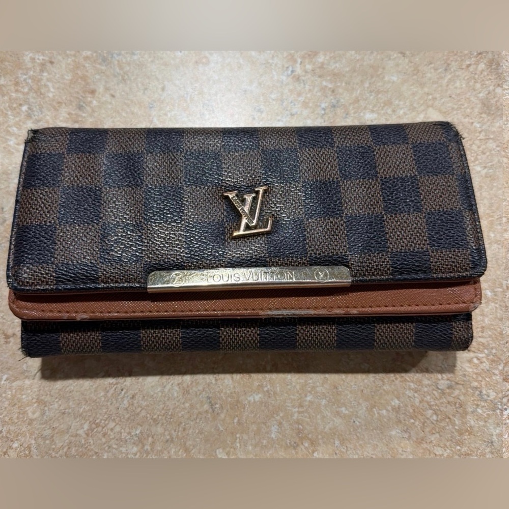 Well Loved Brown Checkered Wallet